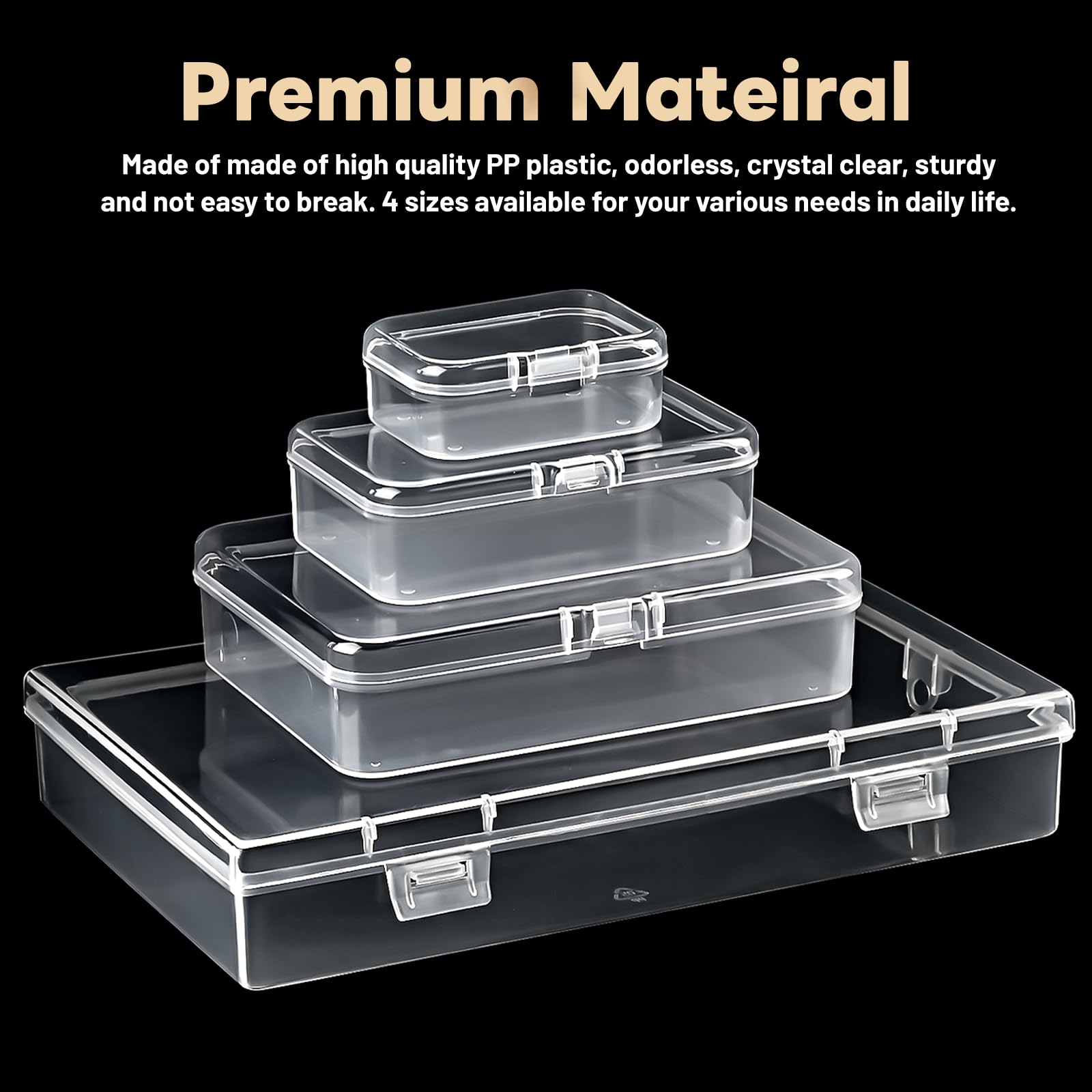 24-Pack Small Plastic Storage Containers with Hinged Lids - Mini Rectangular Organizer Boxes for Jewelry Beads, Crafts & Office Supplies | Portable & Stackable for Home, Workshop & Travel Organization