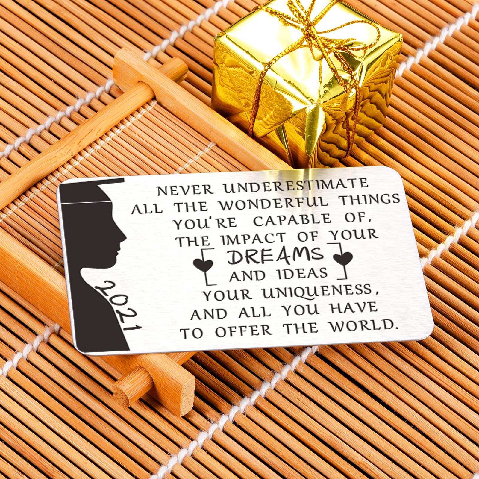 Class of 2021 Graduation Gift Card Holder - Inspirational Wallet Insert for High School & College Graduates (Men, Women, Teens) - Perfect Graduation Gift for Students, Nurses, Masters, Sons, Daughters & Grandkids - Great for Commencement Ceremonies & Graduation Parties