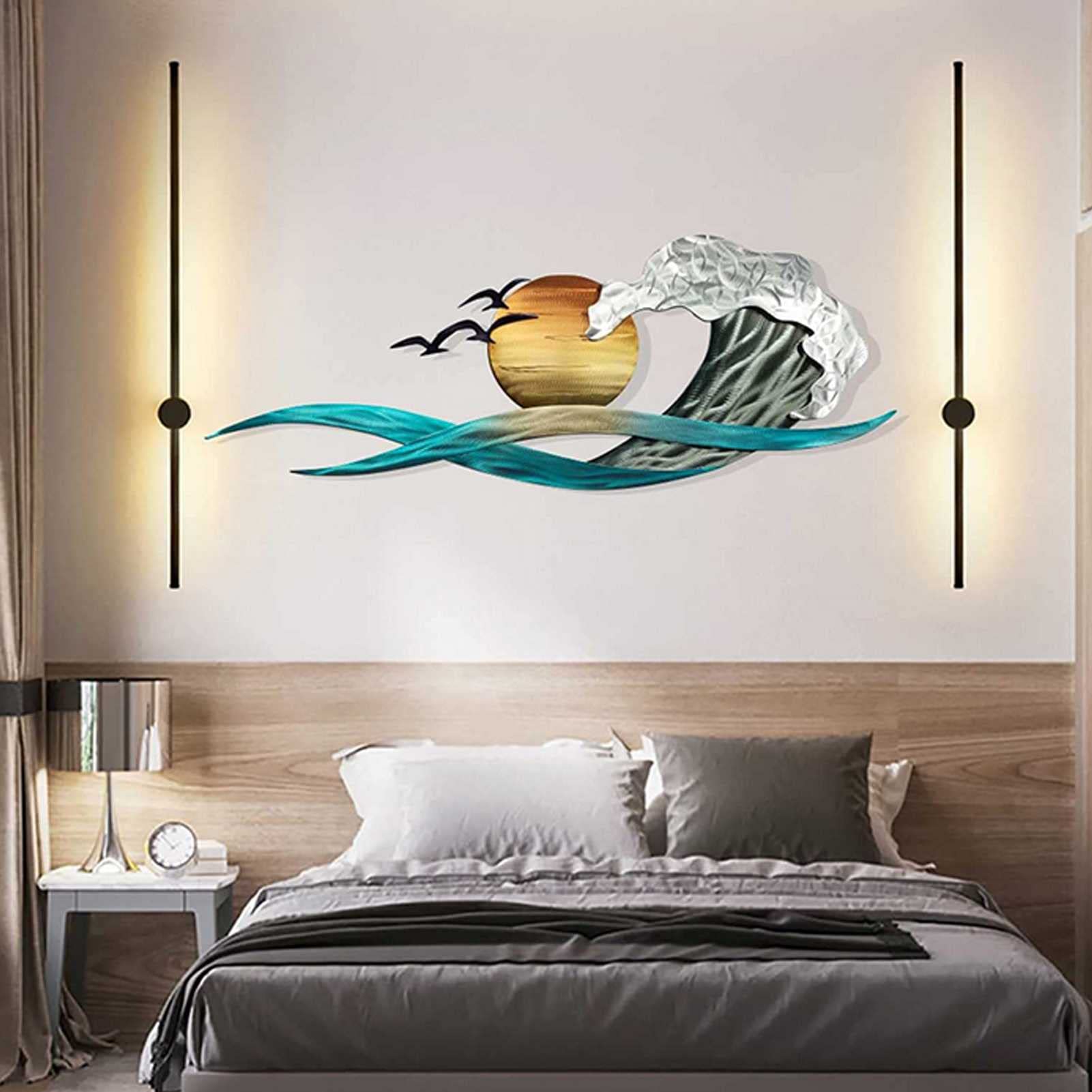 Sunshine Ocean Wave Metal Wall Art Decor - Coastal Indoor & Outdoor Wall Decor for Living Room, Bedroom, Kitchen - Perfect for Beach House, Office & Patio Decorations