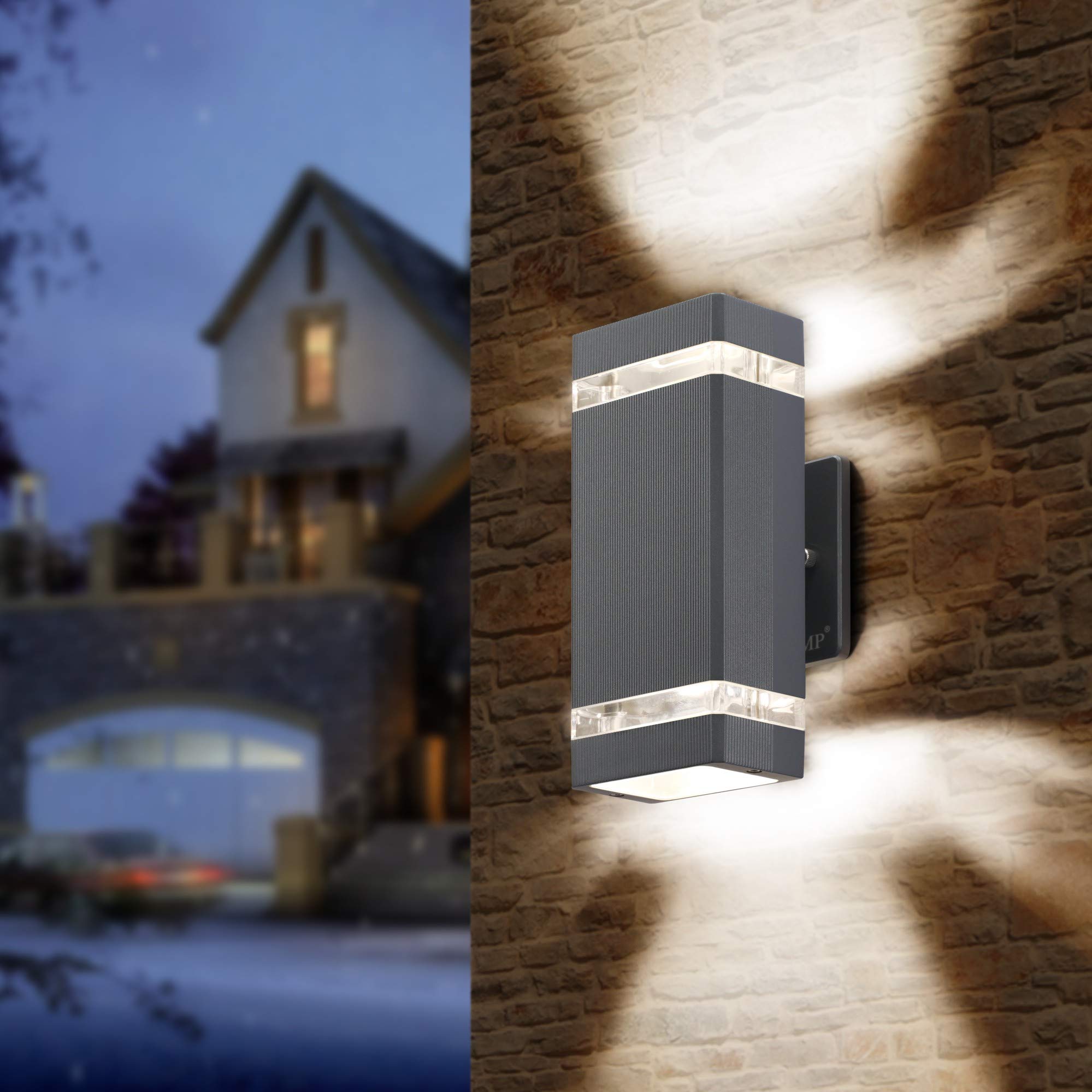4 Pack LED Square Up and Down Wall Lights - 3000K Warm White, 5W Waterproof Outdoor Lighting with Aluminum Housing & ETL Certification - Perfect for Patio, Garden, Porch, and Facade Illumination