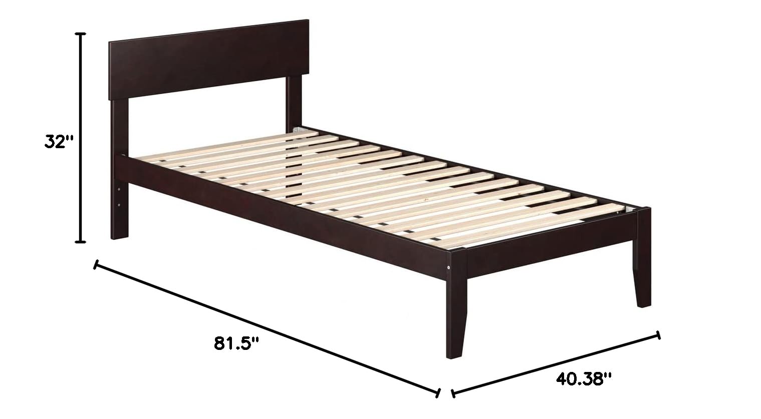 AFI Boston Twin XL Size Platform Bed Frame in Espresso Finish - Sturdy Wooden Bed Base with Underbed Storage Space | Perfect for Dorms, Small Bedrooms & Guest Rooms