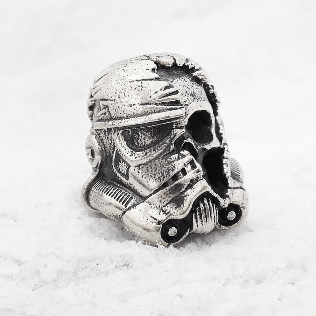 EDC Paracord Bead Charm - DIY Metal Lanyard Bead for Knives & Survival Gear (Stormtrooper Skull Silver) - Camping & Outdoor Use