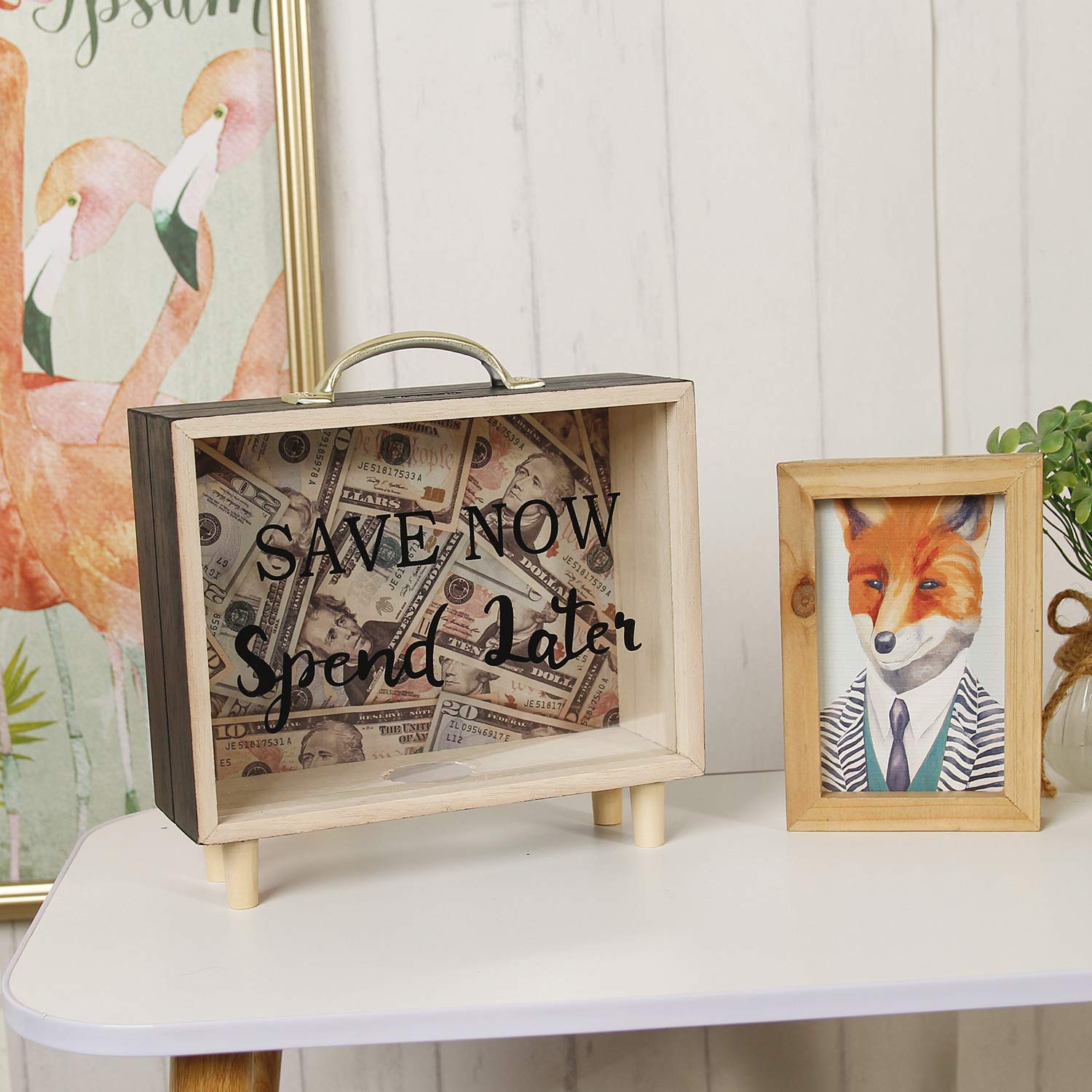 Shadow Box Frame - Wooden Money Box for Wedding & Savings - Save Now Spend Later - Perfect for Wedding Gifts, Anniversary Presents & Home Decor