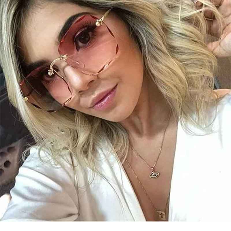 Stylish Women's Square Frameless Sunglasses UV400 Protection - Perfect for Driving, Beach & Outdoor Activities