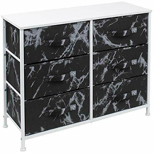 6-Drawer Marble Dresser - Modern Storage Chest Organizer for Bedroom, Bathroom & Garage | Space-Saving Shelf Unit for Books, Clothes & Home Organization