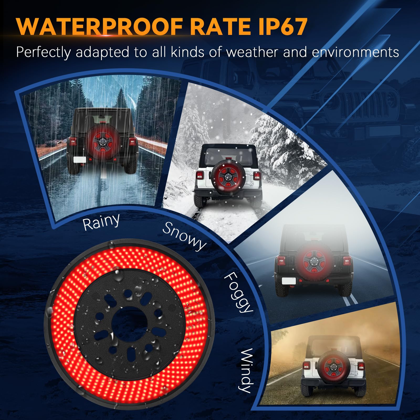 Super Bright 405PCS LED Spare Tire Brake Light for 2018-2025 Jeep Wrangler JL/JLU | Plug-N-Play 3rd Brake Light & Tail Light | Off-Road Accessories for Enhanced Safety & Style | Perfect for Night Driving, Off-Road Adventures & Jeep Customization