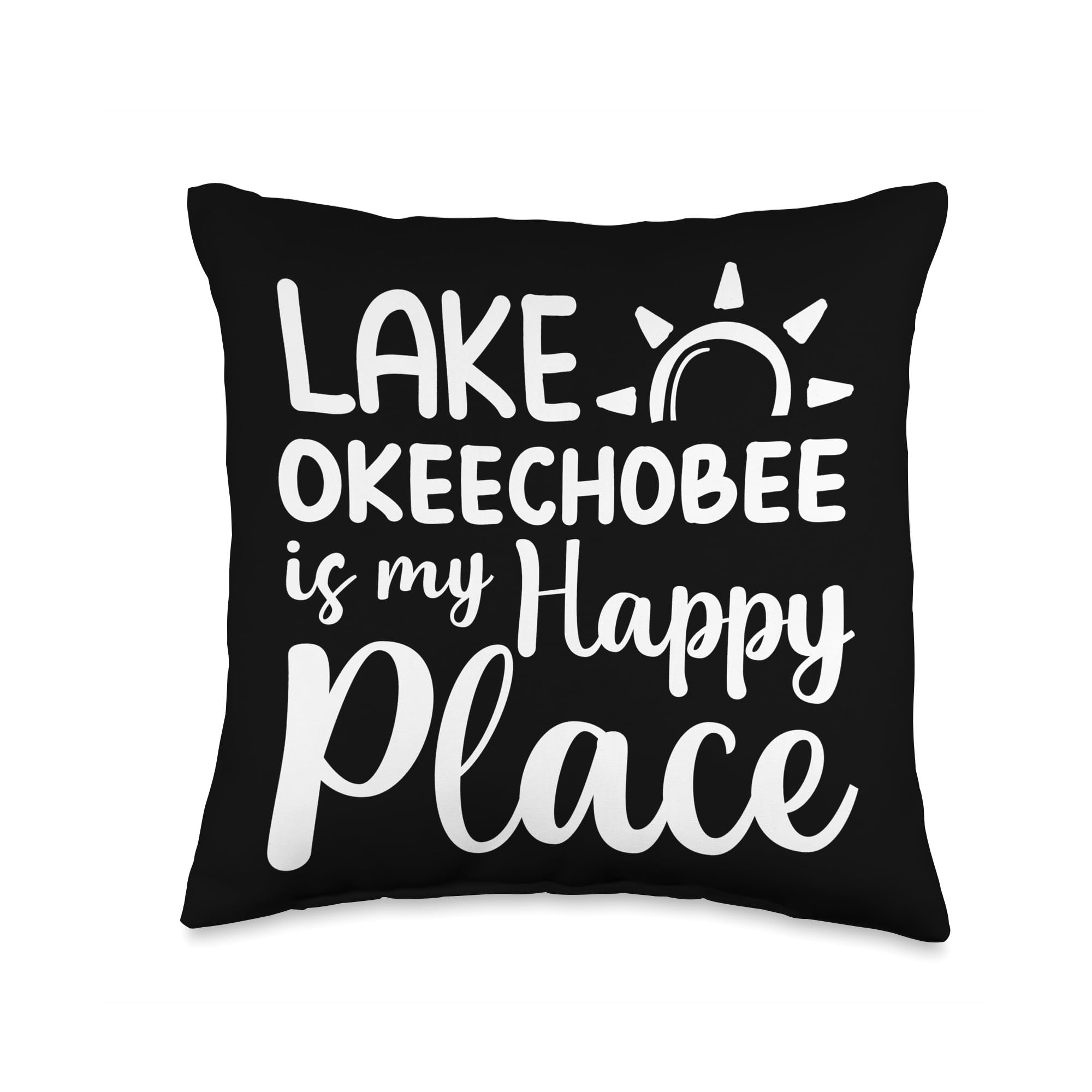Okeechobee Lake Throw Pillow 16x16 - Camping Outdoor Decor for Happy Place