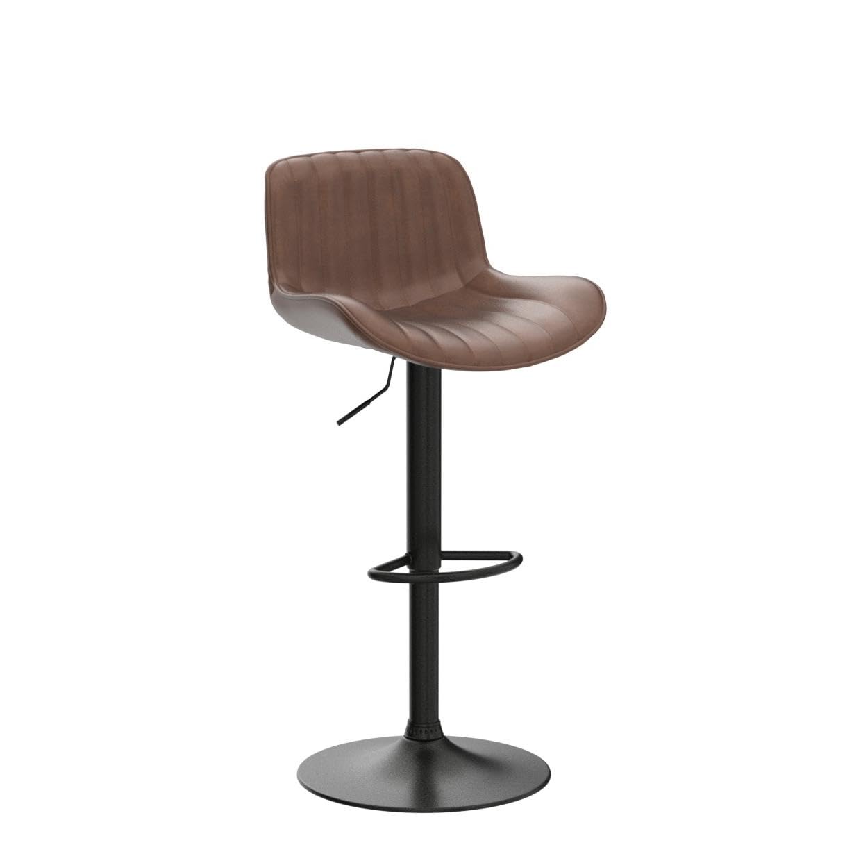 Volans Mid Century Modern Bar Stools Set of 4 - Adjustable Height Swivel Bar Chairs with Faux Leather Upholstery & Black Powder Coated Base - Perfect for Kitchen Islands, Home Bars & Dining Counter Areas