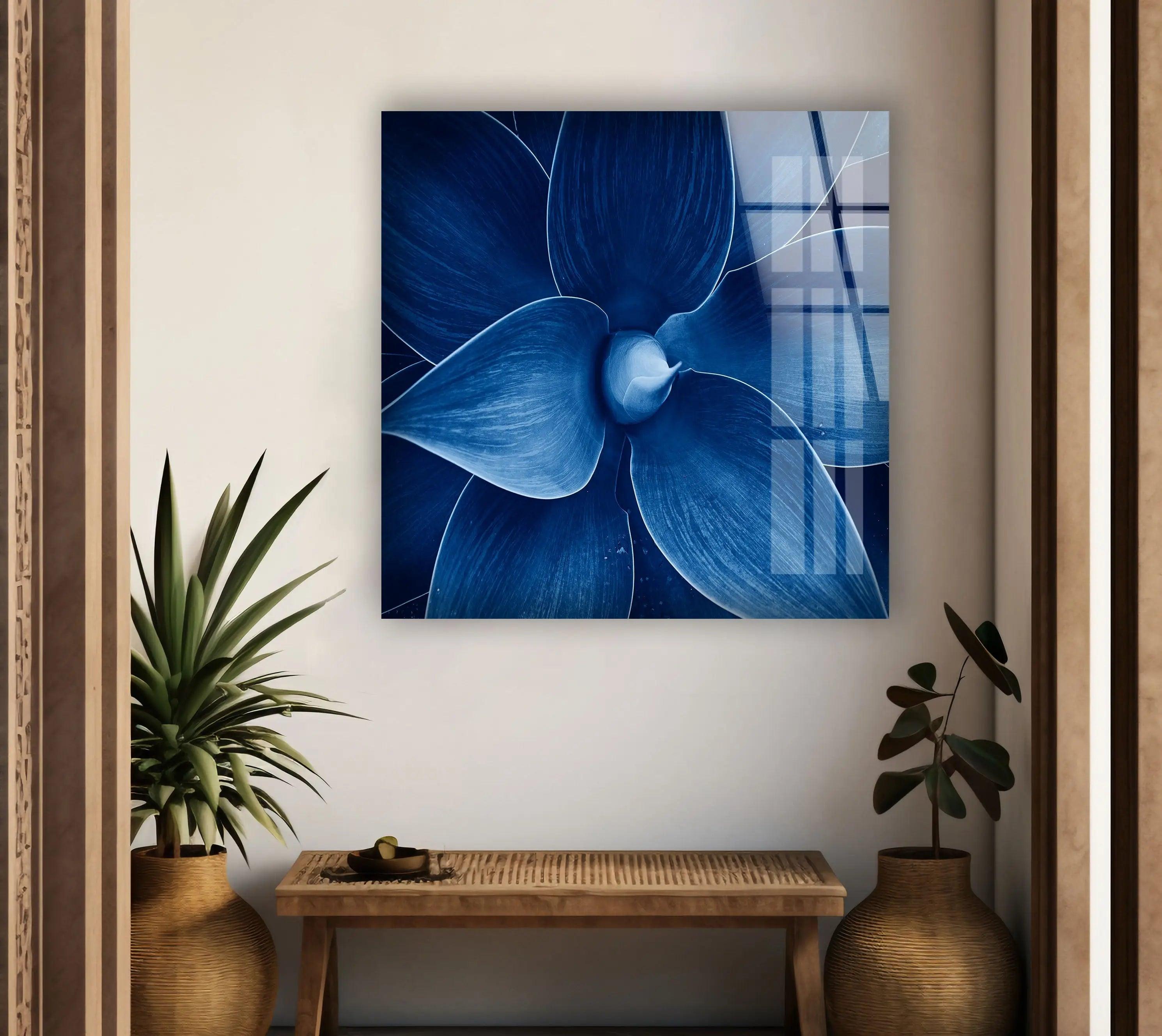 Blue Agave Closeup Glass Wall Art - Stunning Botanical Decor for Living Room, Bedroom & Office - Perfect Modern Home Decor Gift