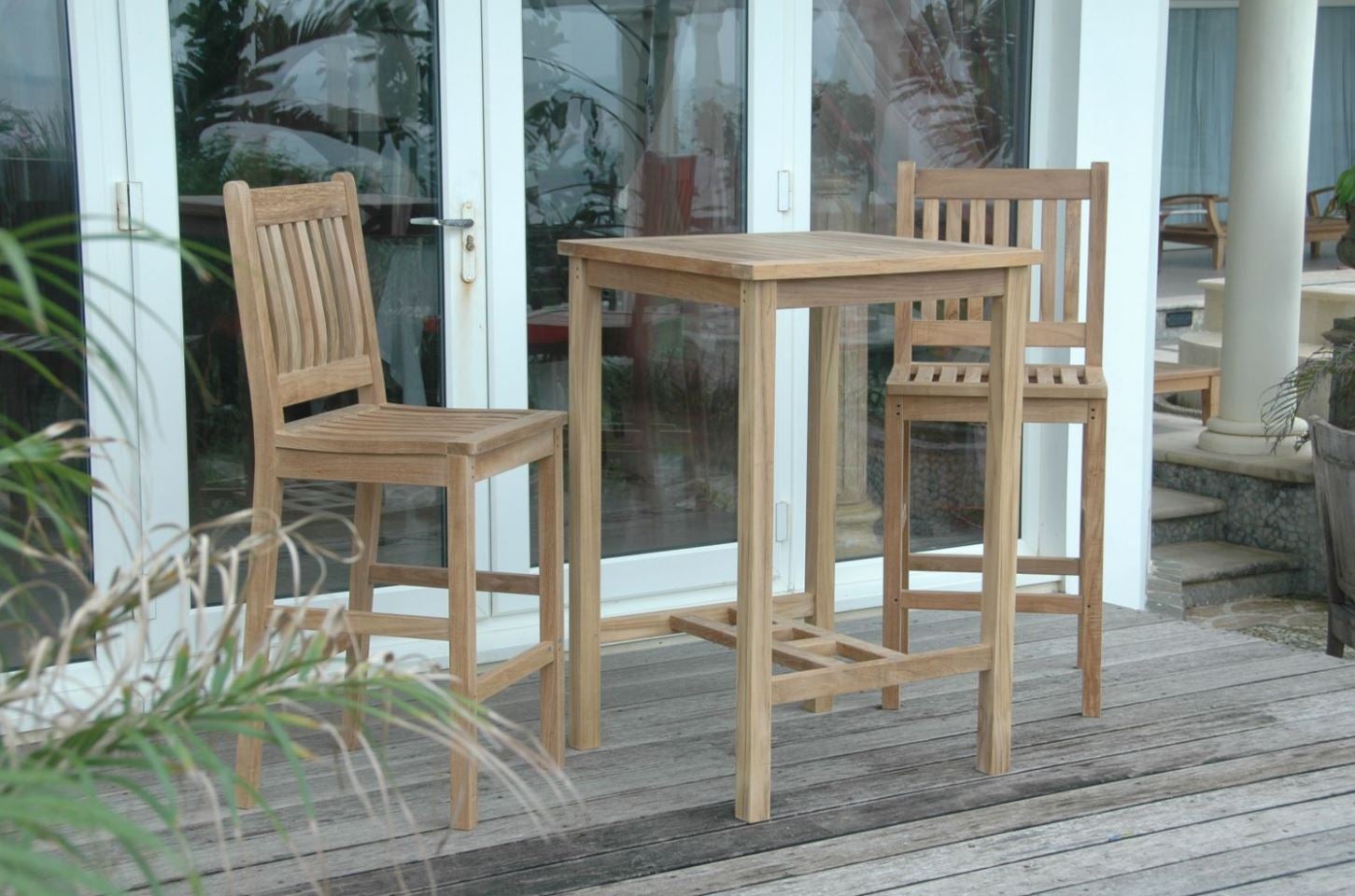 Anderson Teak Bahama Avalon 3-Piece Square Bar Set - Outdoor Patio Furniture for Backyard, Poolside & Garden Relaxation - Set of 10