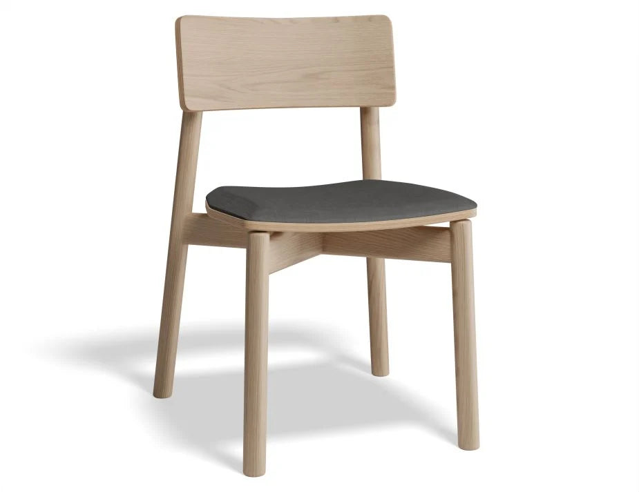 Premium Andi Chair with Soft Leather Seat Pad - Natural Wood Finish - Comfortable Modern Home & Office Seating for Living Room, Study, or Workspace