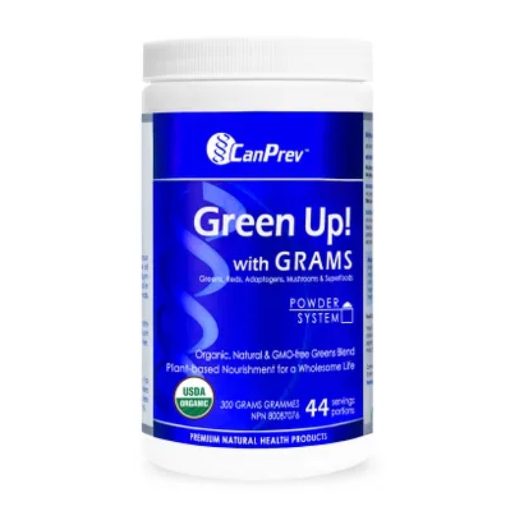 Canprev Green Up with Grams Powder 300g - Organic Superfood Supplement for Detox & Energy Boost - Perfect for Smoothies, Juices & Daily Wellness Routine