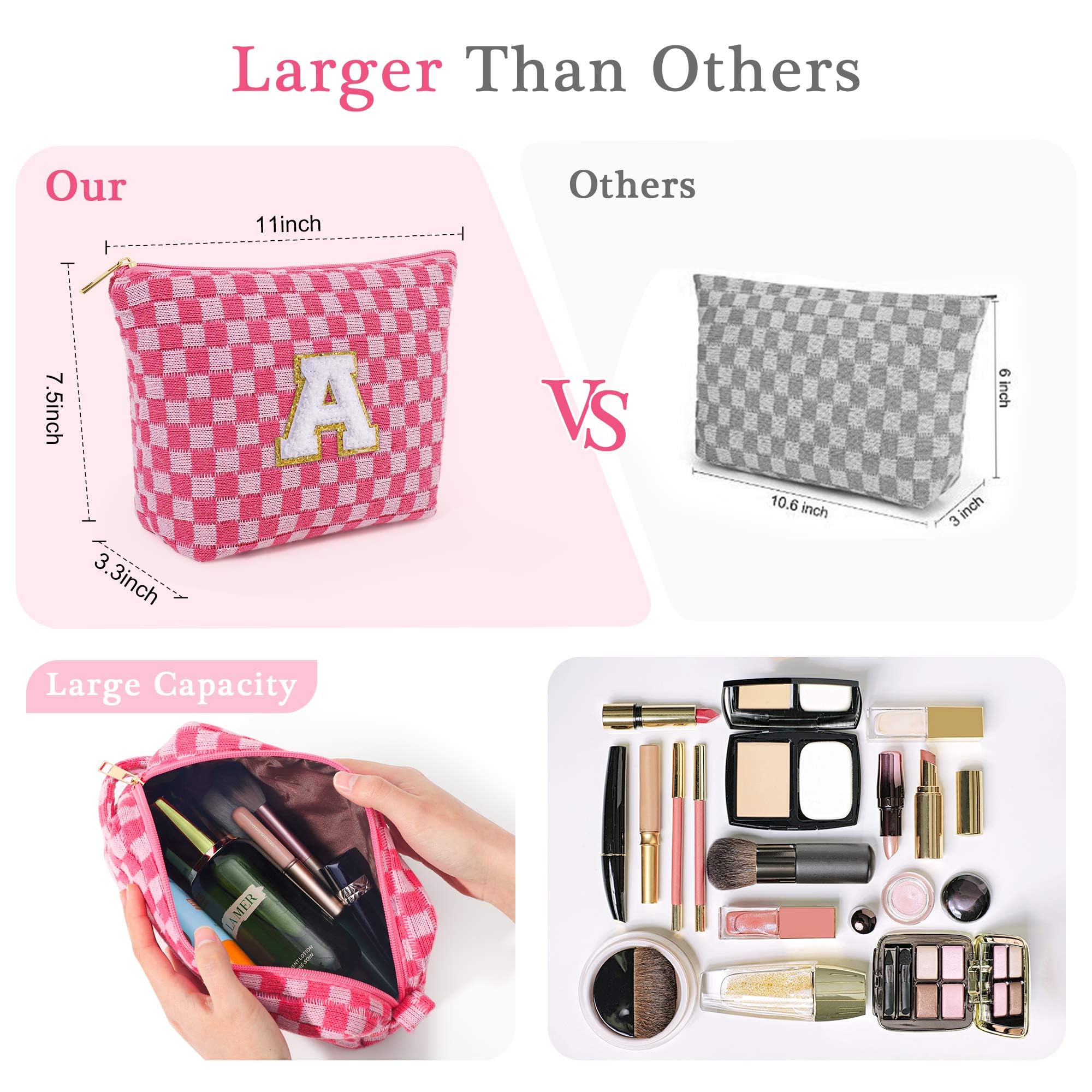 YOOLIFE Personalized Makeup Bag for Women - Large Capacity Cosmetic Pouch with Pockets, Best Birthday Gift for Friends, Female Travel Toiletry Case (Pink) - Perfect for Travel, Daily Use & Gift Giving