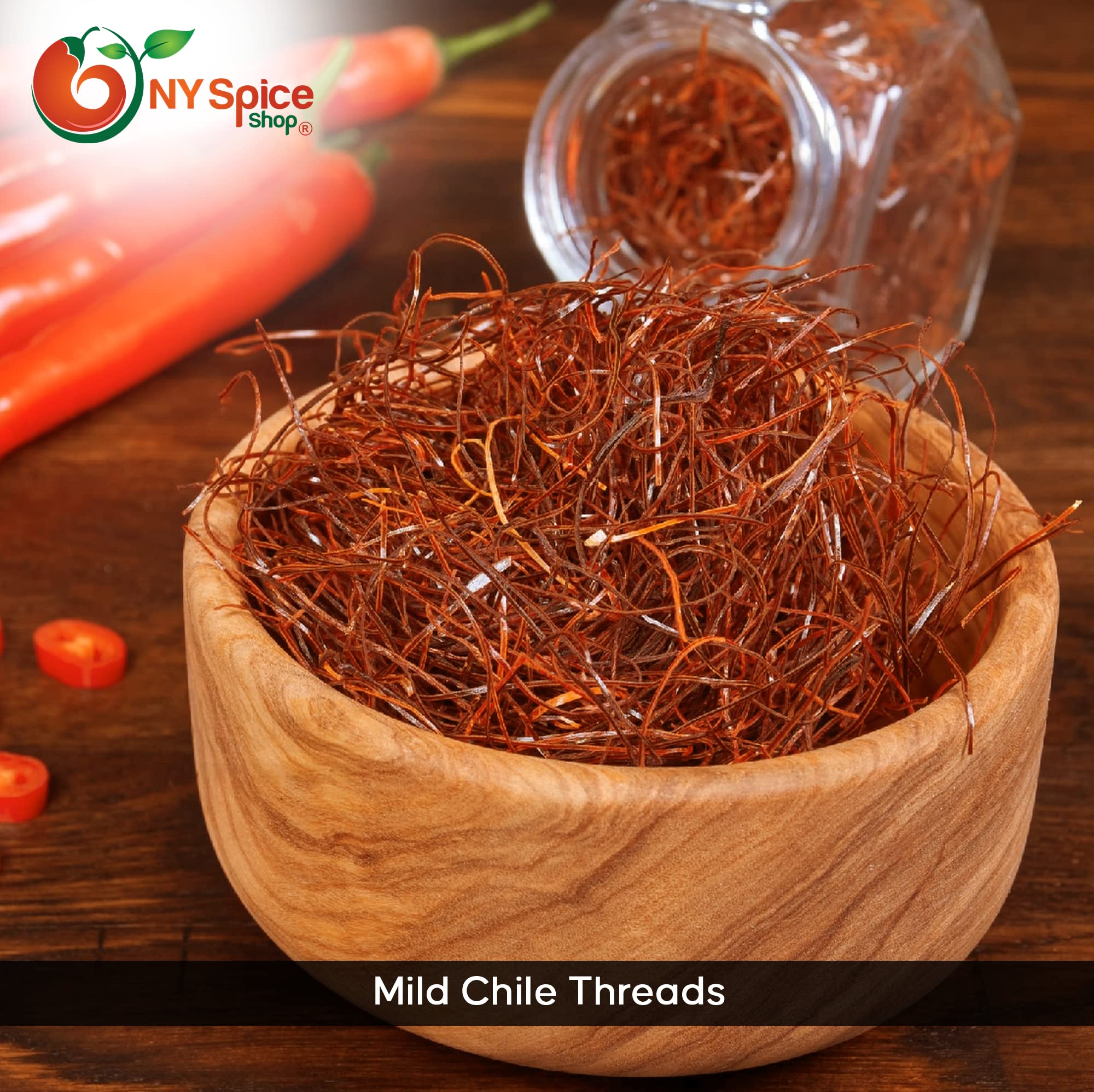 NY SPICE SHOP Premium Shredded Red Chili Threads - All Natural Chile Pepper Garnish for Cooking, Baking & Food Decoration - Gourmet Spice for Soups, Salads & Asian Dishes - 8 Ounce