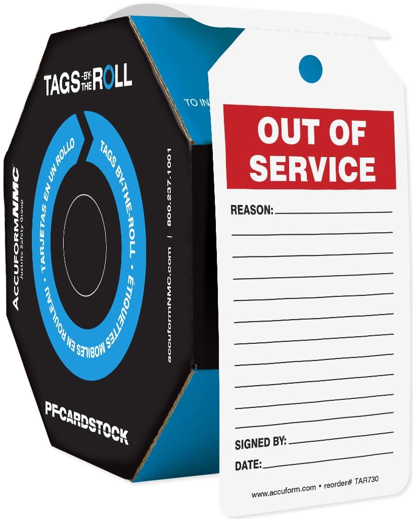 Accuform TAR730 Out of Service Tags Roll - 6.25