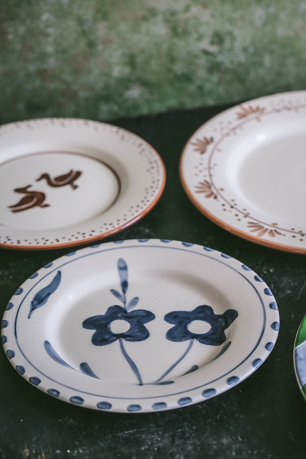 Hand Painted Ceramic Plate with Blue Floral Design - Elegant Dinnerware for Home Decor, Wedding Gifts & Special Occasions