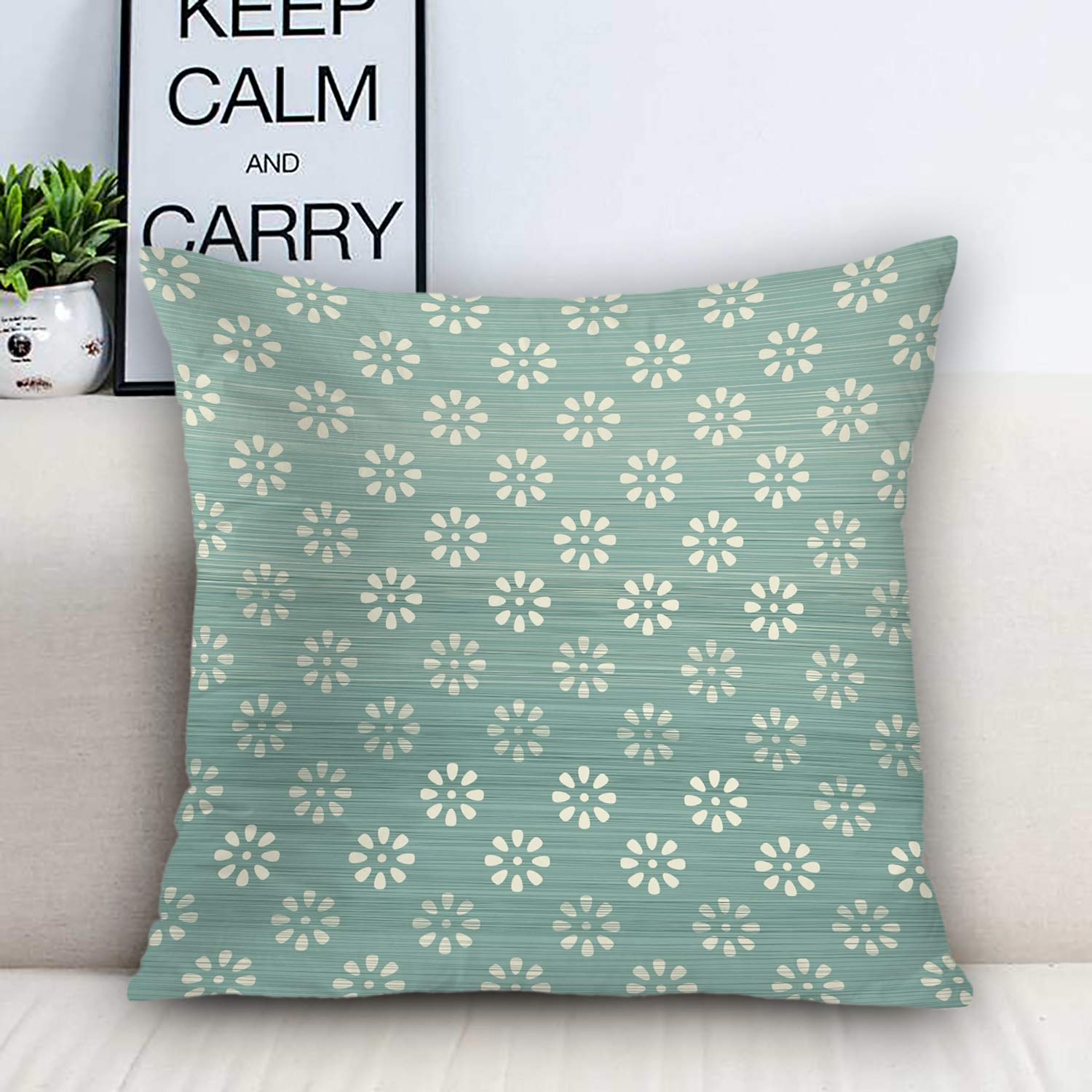 Batmerry 20x20 Inch Blue Geometric Decorative Pillow Covers Set of 2 - Polka Dot & Abstract Flower Pattern Double Sided Square Throw Pillow Covers for Sofa, Bed, Living Room Decor