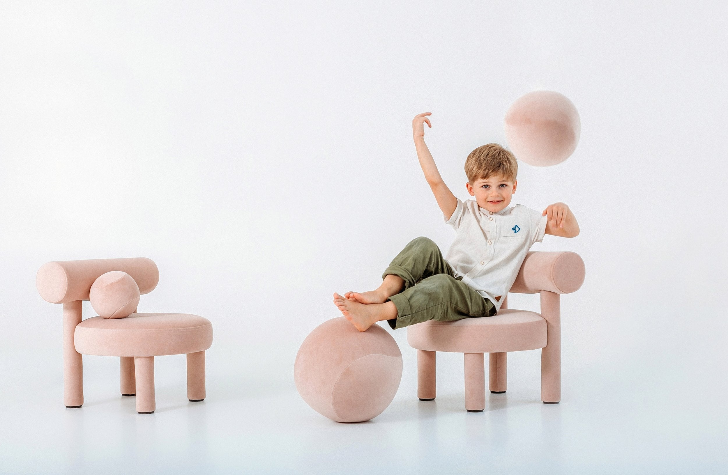 Noom Gropius Baby Spheric Ottoman - Modern Nursery Pouf with Storage, Soft Round Footstool for Kids Room Decor | Perfect for Playrooms, Bedrooms & Daycare Centers