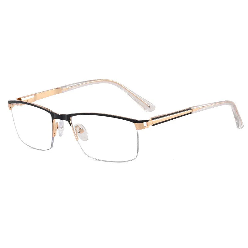 CCspace Semi-Rim Square Alloy Spring Hinge Eyeglasses for Men & Women - Lightweight Durable Frame for Reading, Driving & Daily Use - Model 300842