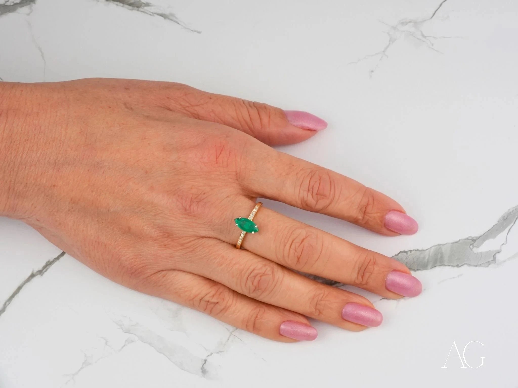 Royal Radiance Ring: 18k Gold Emerald & Diamond Ring for Women – Elegant Jewelry Gift for Engagement, Anniversary & Special Occasions