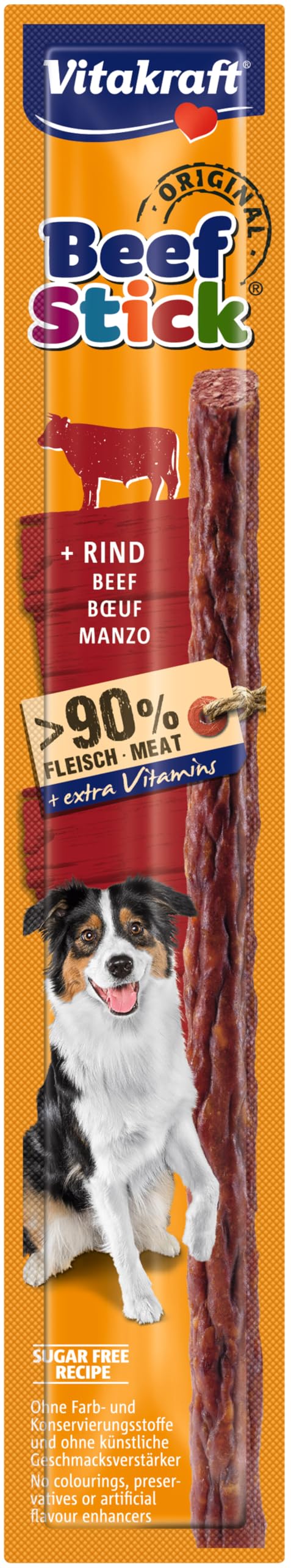 Vitakraft Natural Beef Flavor Dog Treats - 12g Chewy Sticks for Training & Rewards - High Protein Snacks for Small & Medium Dogs - Perfect for Outdoor Adventures & Playtime
