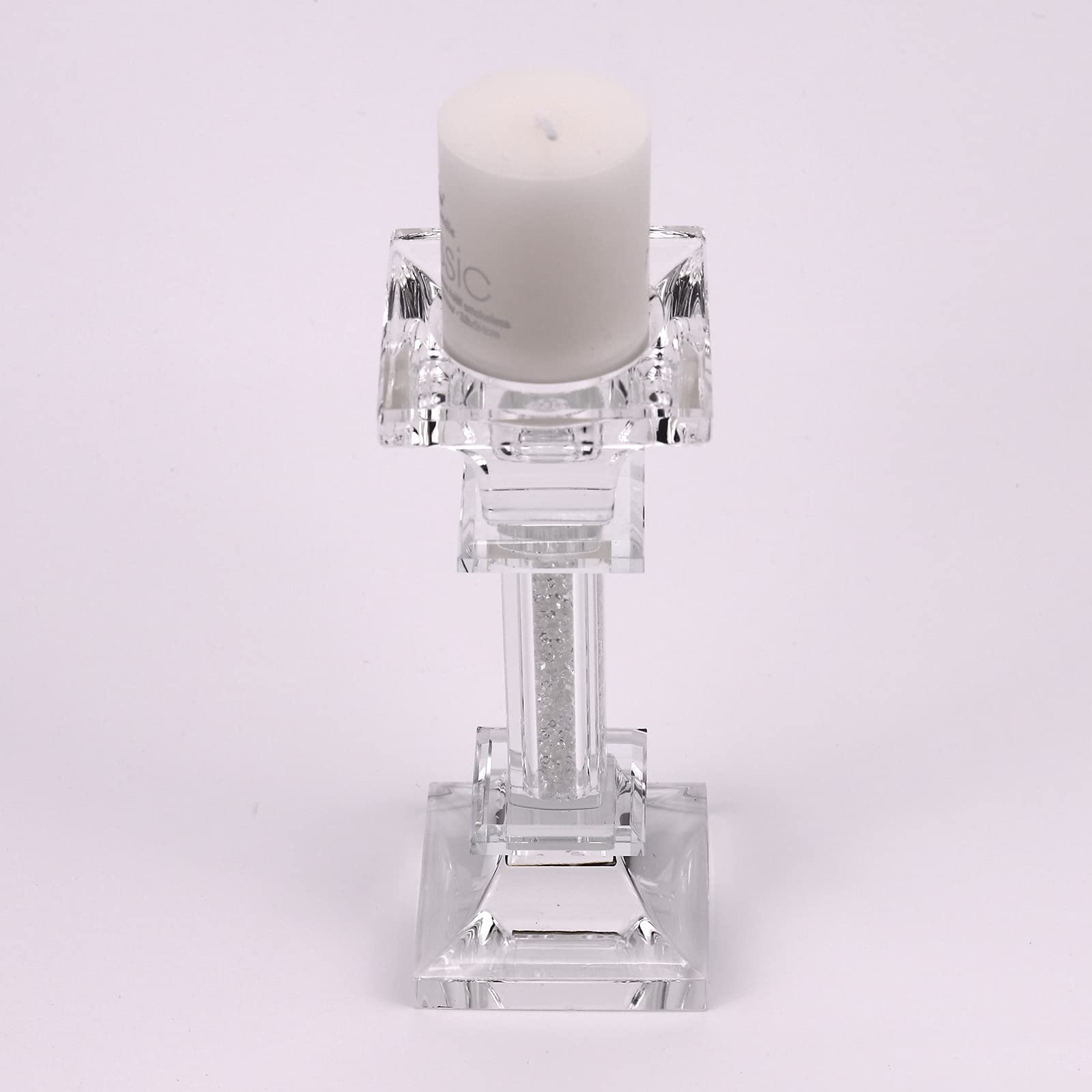 2-Pack Clear Glass Taper Candle Holders - Modern Crystal Candle Stand for Dining Table, Wedding Centerpiece, Christmas Decor & Party Lighting - Bulk Candelabra Pillar Candle Holders for Elegant Home Decor