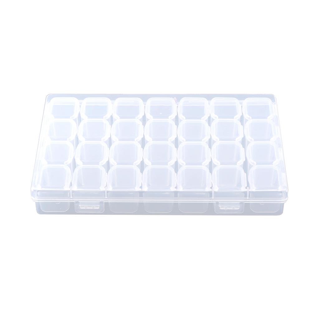 28-Slot Clear Plastic Organizer Box - Portable Storage Case for Tablets, Jewelry, DIY Crafts & Small Accessories | Perfect for Travel, Home & Office Organization