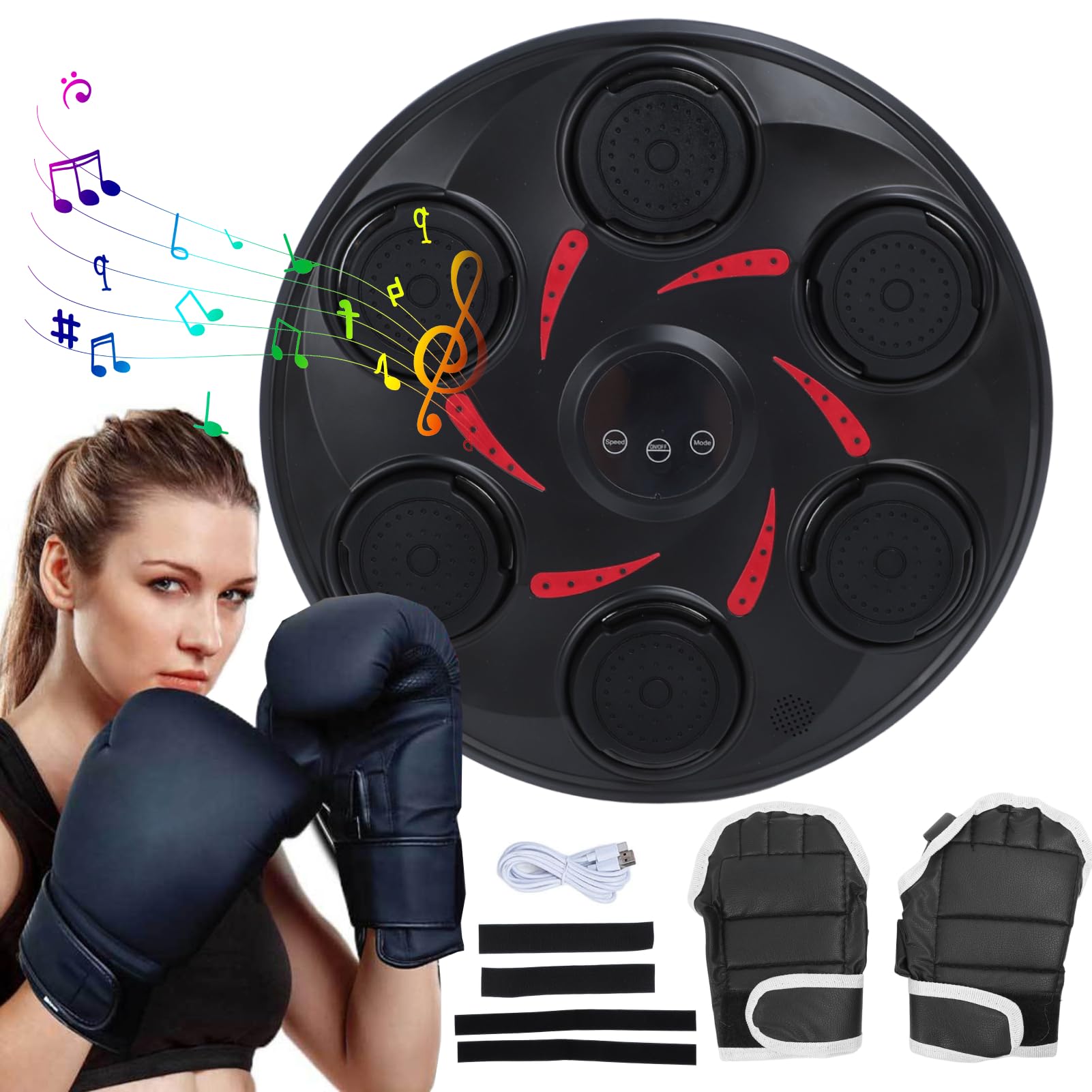 2024 Upgraded Bluetooth Music Boxing Machine with Boxing Gloves - Wall Mounted Smart Punching Trainer, 2000mAh Battery, Electronic Boxing Target for Home Gym & Fitness Workout - Perfect for Stress Relief, Cardio Training & Boxing Practice