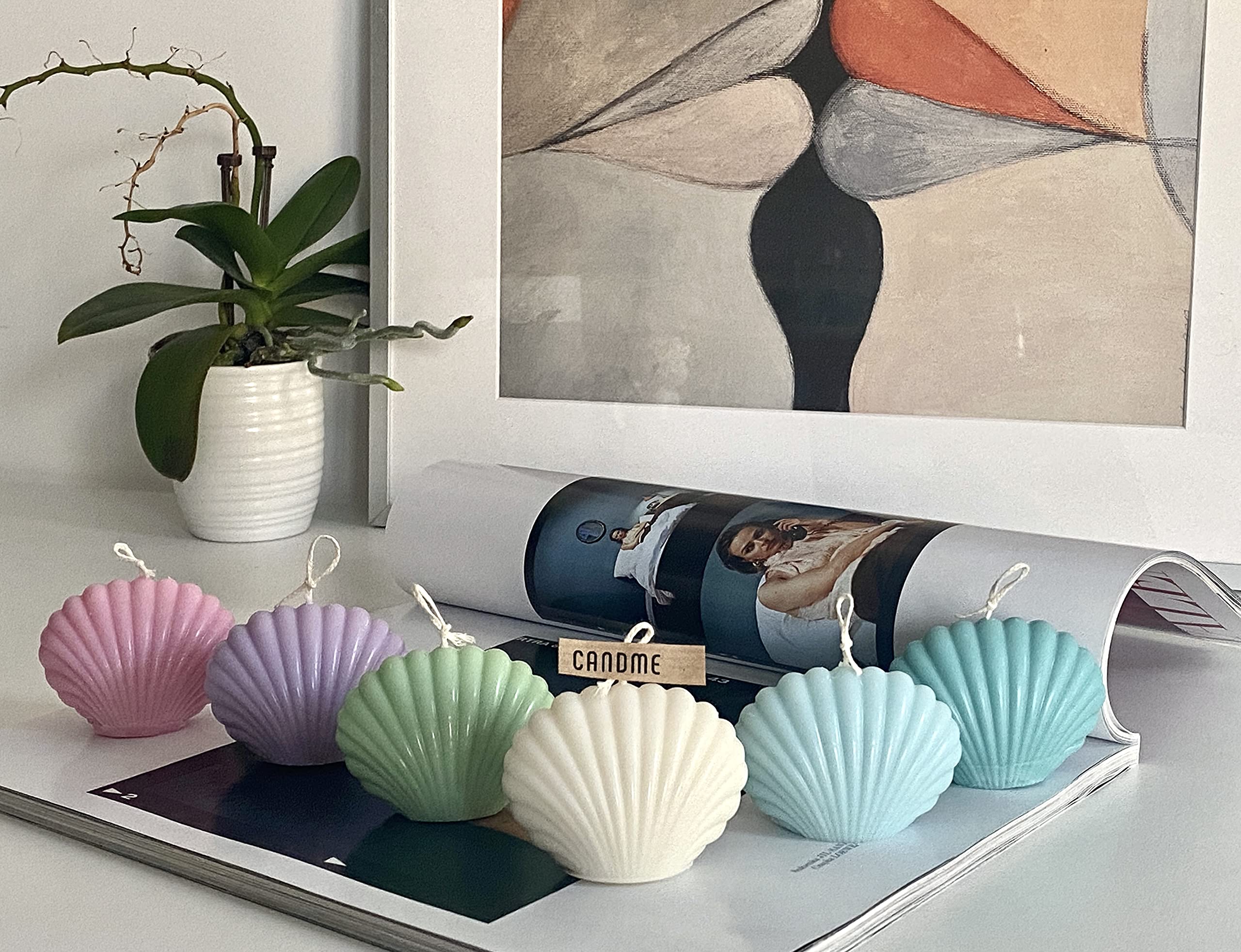 Natural Sea Shell Soy Wax Candle - Eco-Friendly Turquoise & Green Tea Scented Candles for Home Decor, Gifts, Halloween & Relaxation - Perfect for Beach Weddings, Spa Nights & Coastal-Themed Parties