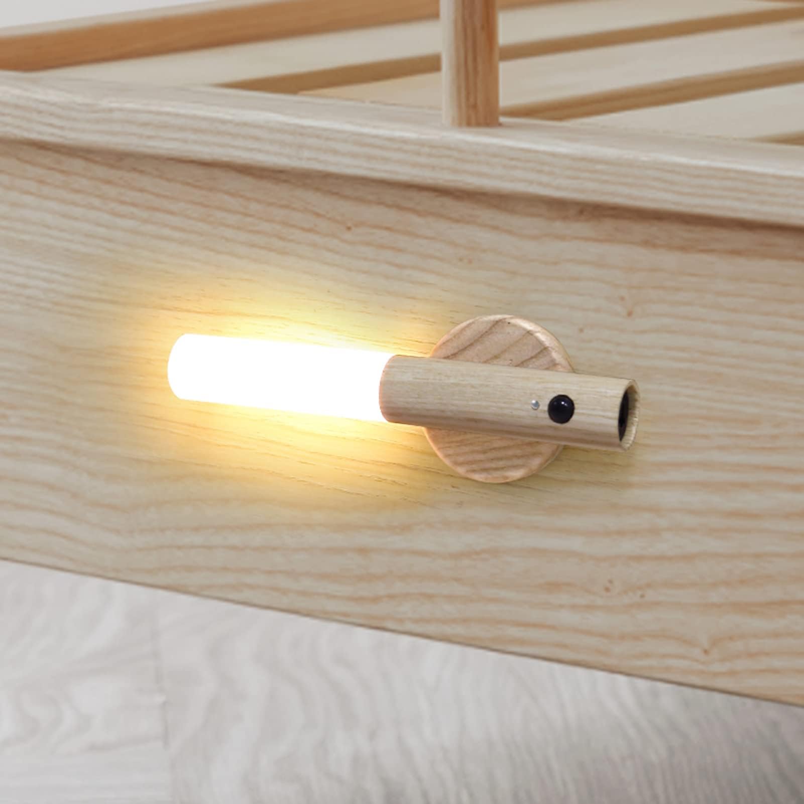 Wooden Motion Sensor Night Light - Rechargeable LED for Hallway & Stairs