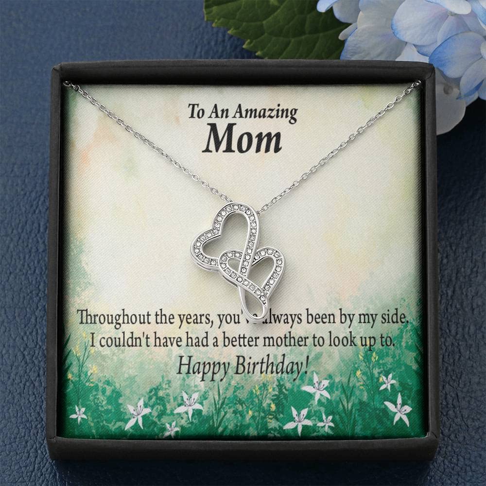 Double Hearts Necklace Gift for Mom - Birthday, Anniversary, Graduation Present from Son or Daughter with Message Card | Express Love & Appreciation | Perfect for Mother's Day, Christmas & Special Occasions