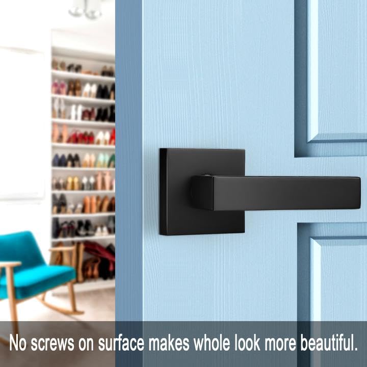 Probrico 4 Pack Matte Black Dummy Door Handles - Non-Turning Interior Door Levers, Heavy Duty Reversible Indoor Handles for Closet Pantry & Cabinet - Perfect for Home, Office & Commercial Spaces
