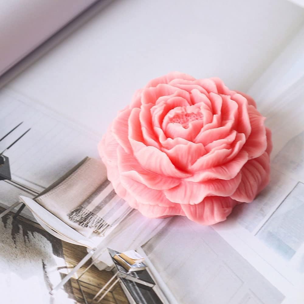 Brightail INFRA 3D Silicone Candle Wax Molds - DIY Peony Flower Mold for Resin, Soap & Aromatherapy Candles - Reusable Soy Wax Candle Making Kit for Home Decor, Wedding Centerpieces & Gift Making