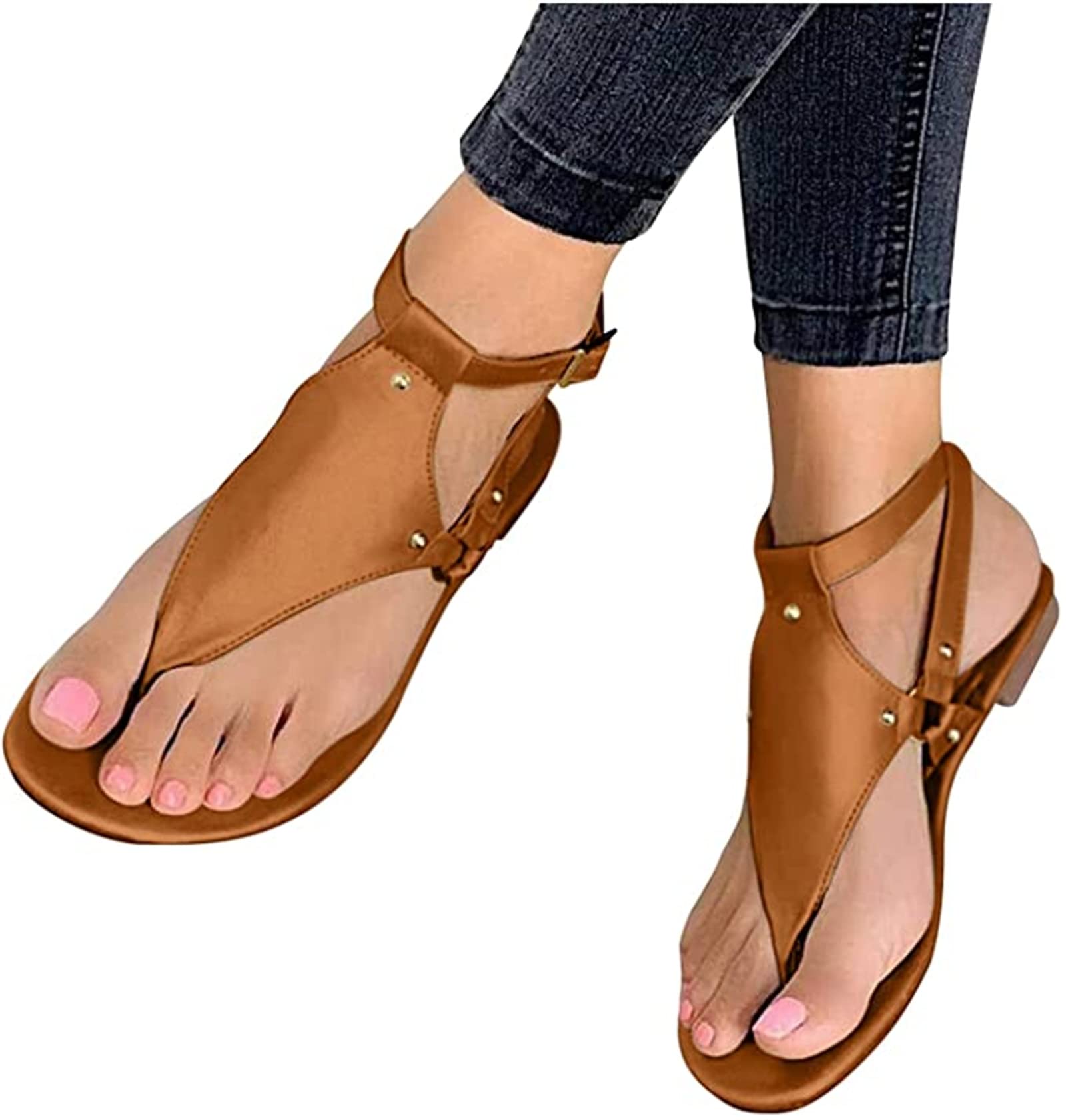 Women's Cute Clip Toe Ankle Strap Dressy Summer Flat Sandals - Casual Strappy Gladiator Beach Sandals for Women | Perfect for Summer Outings, Beach Vacations & Casual Wear