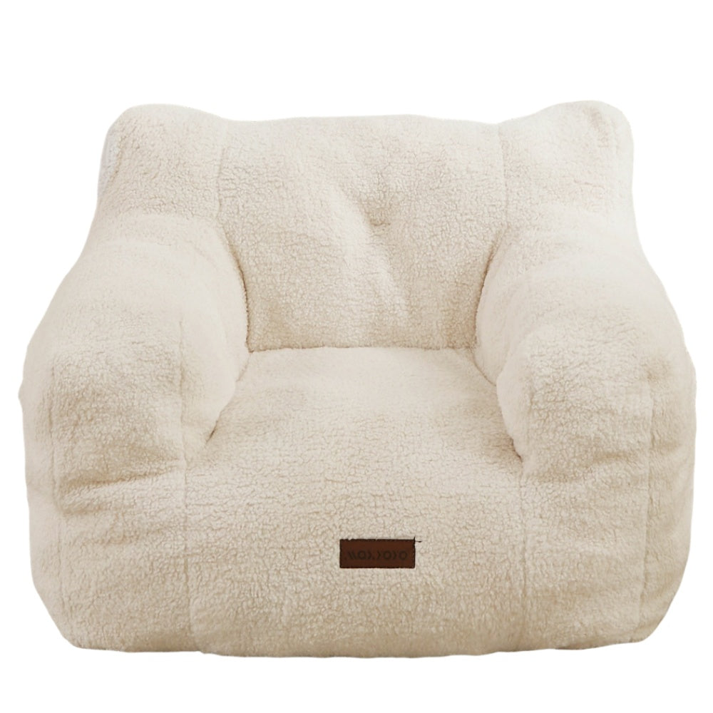 MAXYOYO Kids Sherpa Bean Bag Chair - Soft Teddy Lazy Sofa for Boys and Girls, Cozy Beige Lounge Chair for Bedroom, Playroom & Reading Nook