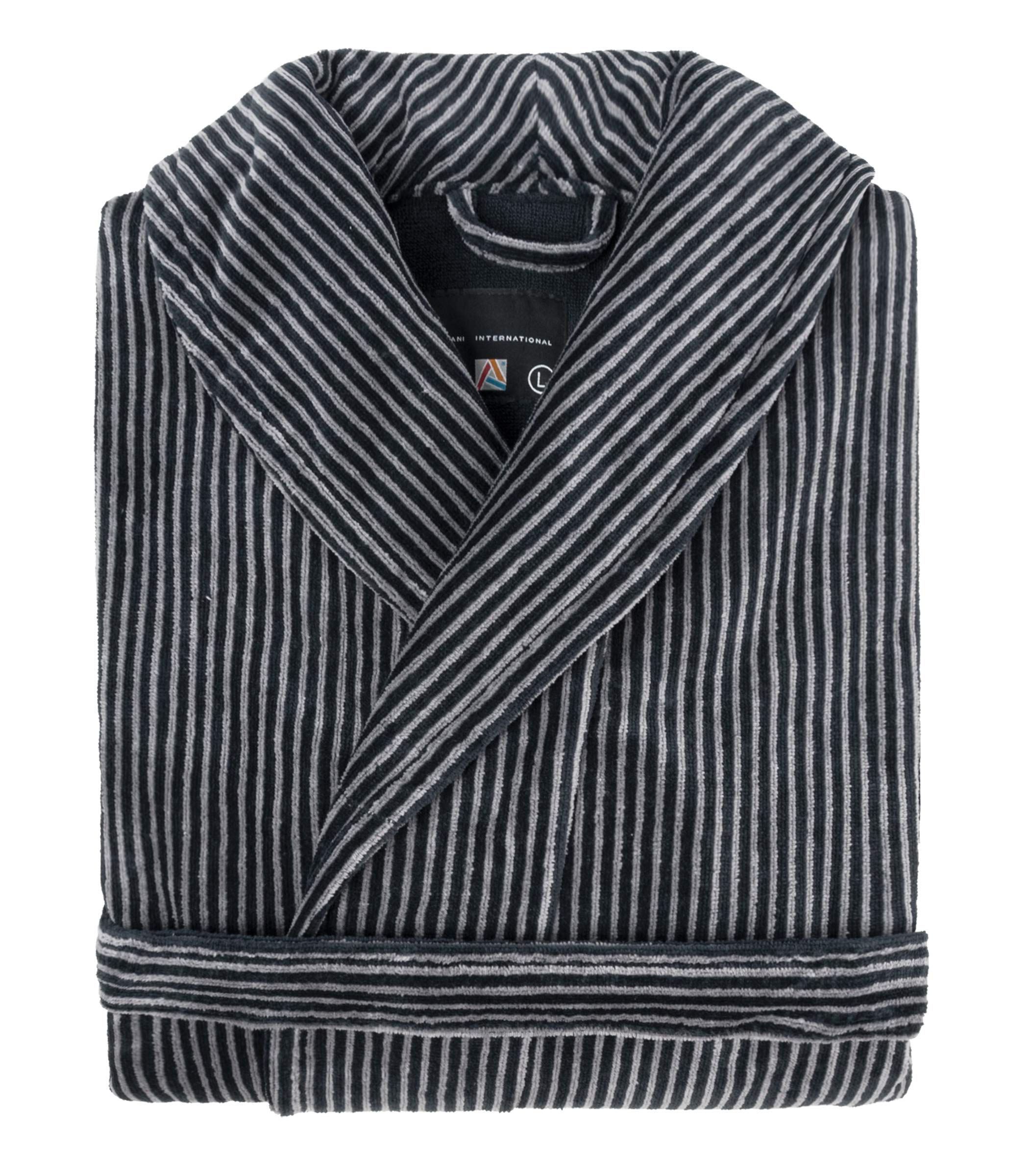 Soft Velour Shawl & Slippers Set for Women - Striped Silver Grey & Black - Cozy Loungewear for Spa, Home Relaxation, and Gift Giving