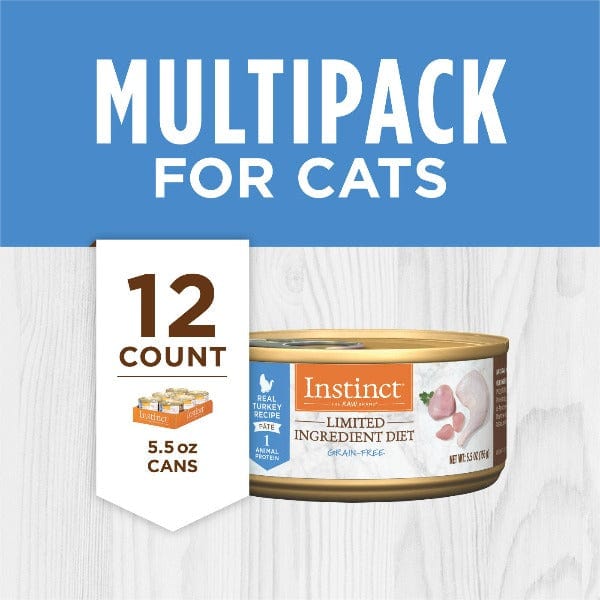Instinct Limited Ingredient Diet Grain-Free Real Turkey Recipe Canned Cat Food - High Protein, Natural Ingredients for Sensitive Stomach & Allergies - Perfect for Indoor & Outdoor Cats