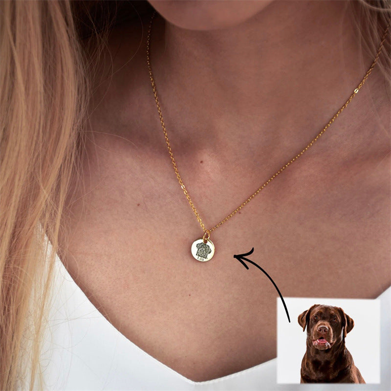 Personalized Pet Photo Disc Pendant Necklace - Custom Engraved Memorial Jewelry for Dogs & Cats - Perfect Gift for Pet Lovers, Anniversary & Special Occasions | XL5117