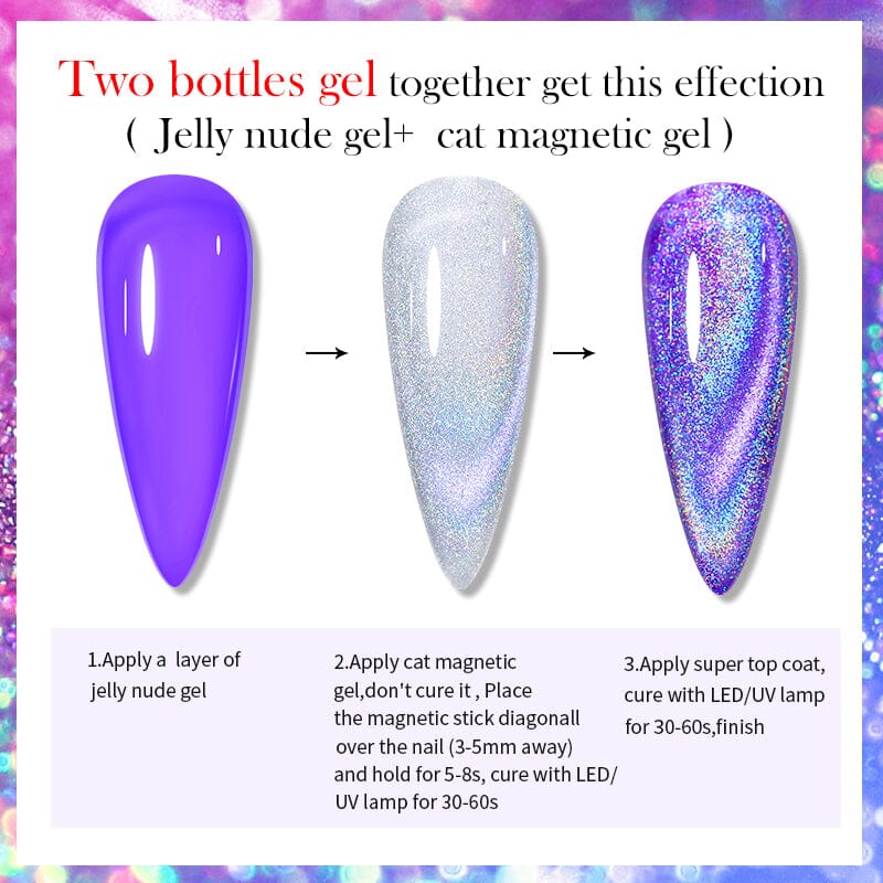 Omnipotent Iridescent Cat Magnetic Gel Nail Polish - 10ml Long Lasting Holographic Nail Art Kit for Home Manicure & Salon Use