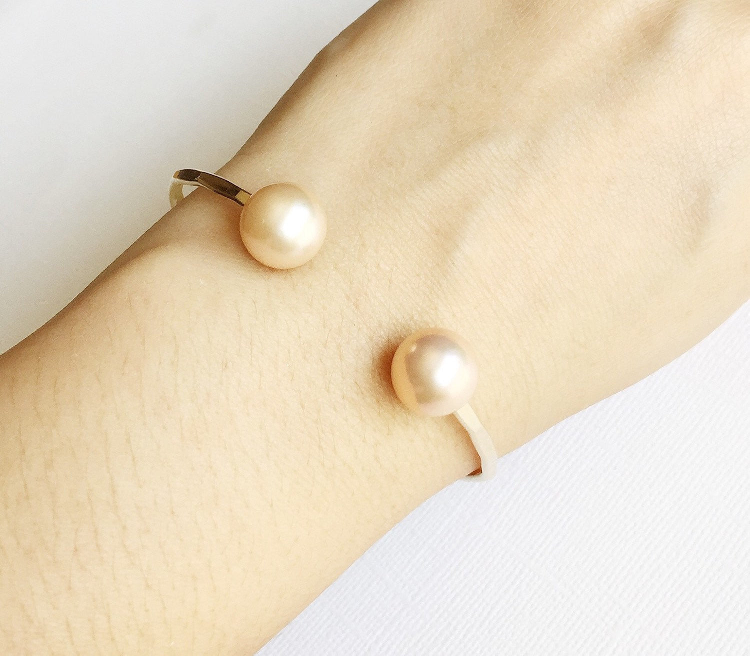 Elegant Pink Pearl Cuff Bracelet (B246) - Perfect for Weddings, Parties & Special Occasions