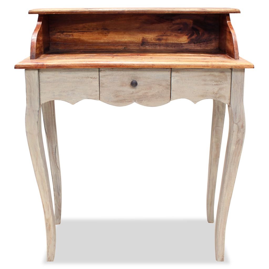 Handmade Reclaimed Wood Writing Desk with Storage Drawers & Compartment | 31
