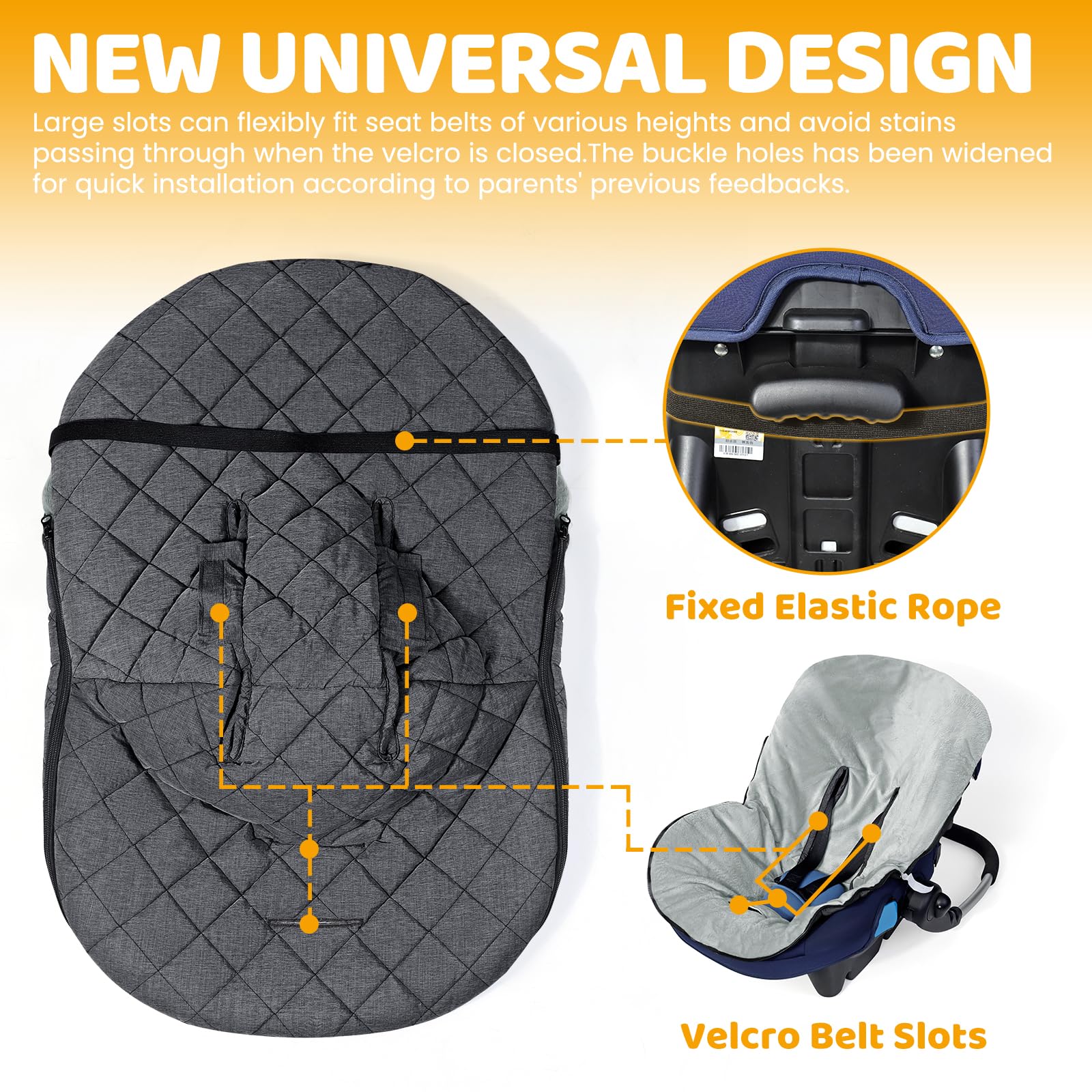 Orzbow Canopy Style Bunting Bag for Car Seats & Strollers - Soft Winter Infant Blanket with Warm Fleece Lining (Dark Grey) - Perfect for Cold Weather, Baby Travel & Outdoor Adventures