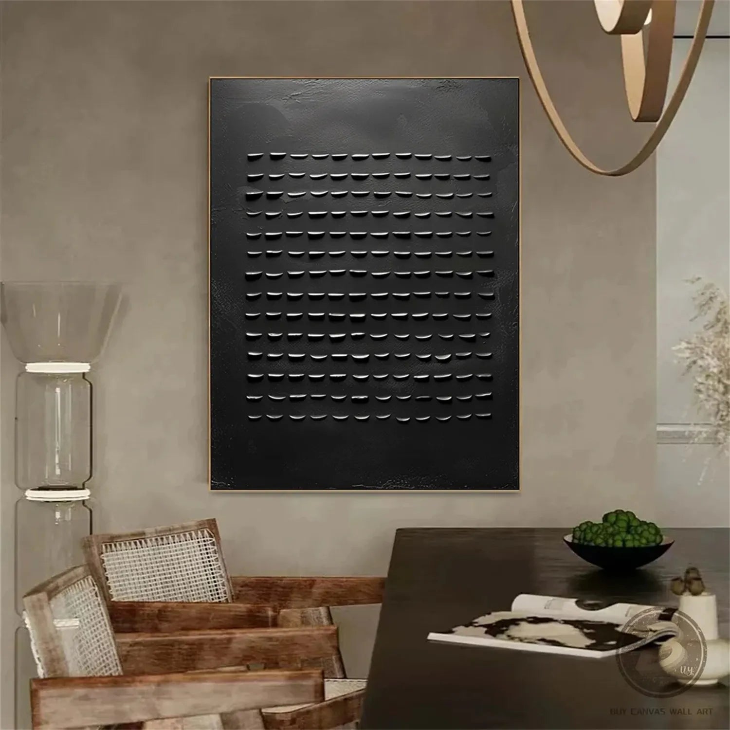 Black Minimalist Textured Painting Canvas - Premium Abstract Wall Art for Modern Home & Office Decor | Perfect for Living Room, Bedroom, or Gallery Display #MZ094