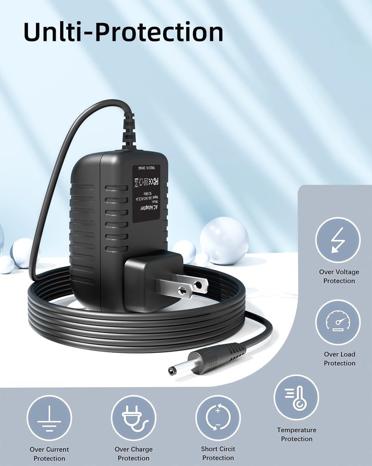 Original AC Adapter Charger for Innov IVP1200-2500 12V 2.5A Power Supply - Replacement Charger for Innov IVP1200-2500 Series - Perfect for Home, Office & Travel Use