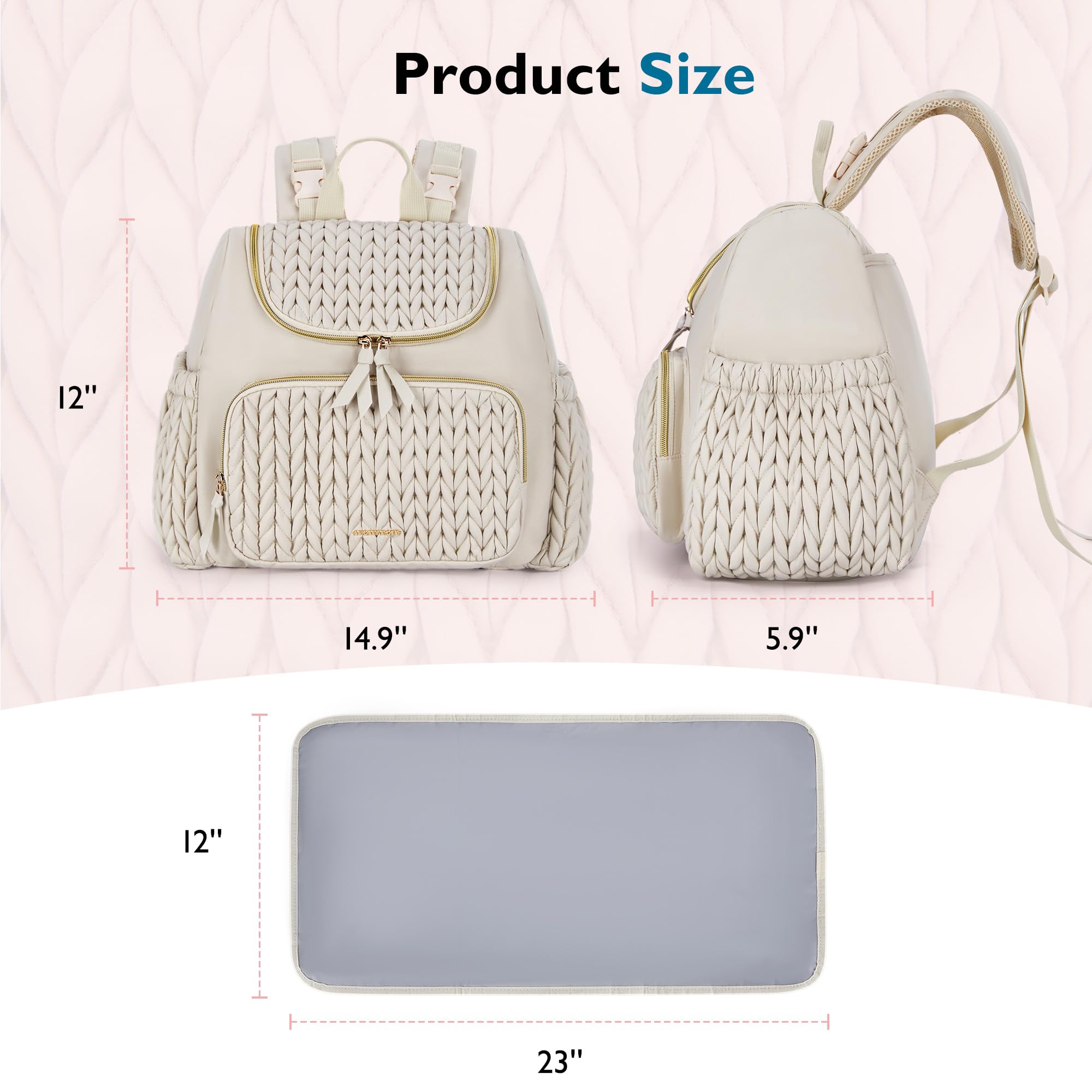Mommore Small Stylish Diaper Backpack for Baby Travel - Insulated Pockets, Changing Pad & Stroller Straps | Perfect for Daycare, Park Outings & Family Trips