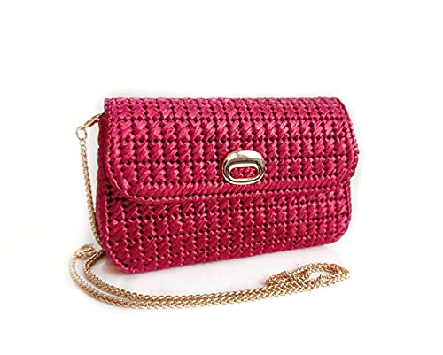Stylish Red Raffia Clutch Purse for Women - Elegant Evening Bag for Parties, Weddings & Summer Outings