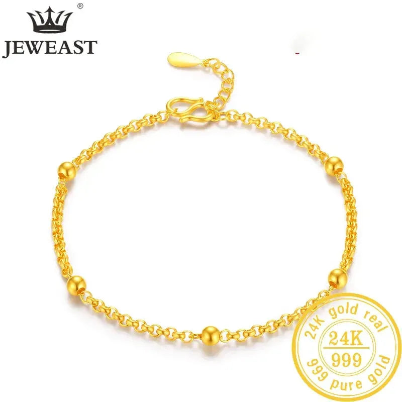 24K Pure Gold Bracelet - 999 Solid Real Gold Bangle for Women, Elegant & Romantic Classic Jewelry Gift for Anniversary, Valentine's Day & Special Occasions