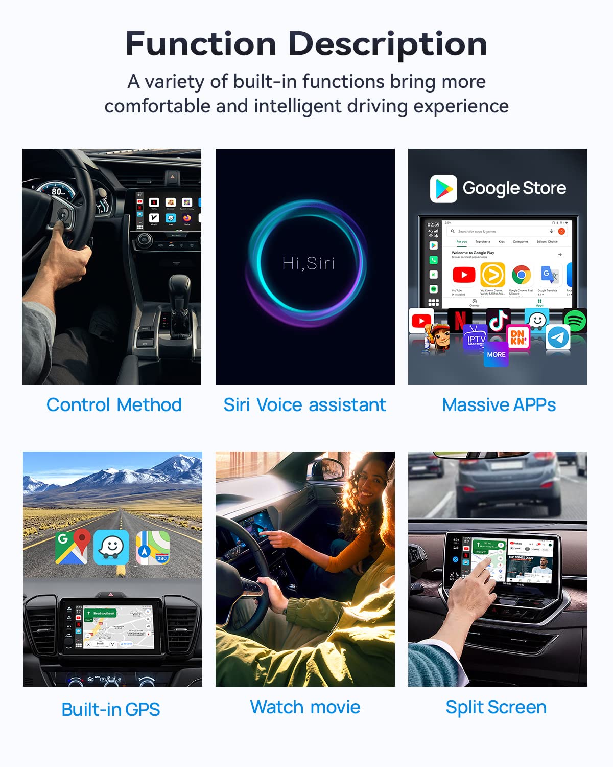 CarlinKit Ai Box Dash Cam Adapter - 8 Core, 4+64GB, Android 9.0 with Wireless CarPlay & Android Auto - Built-in GPS, Video Recorder, SIM/TF Card Support - Perfect for Cars with Wired CarPlay (Ideal for Road Trips & Daily Commuting)