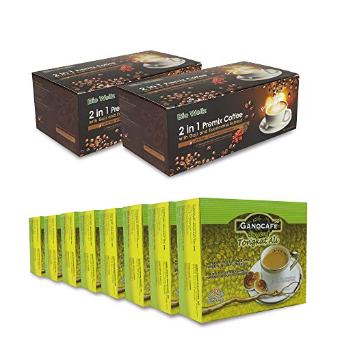 Premium 2-in-1 Arabica Robusta Instant Coffee with Herbal Extract - 40 Sachets + 8 Boxes Ganoderma GanoCafe Tongkat Ali by Gano Excel - Energy Boost for Workouts & Morning Routine
