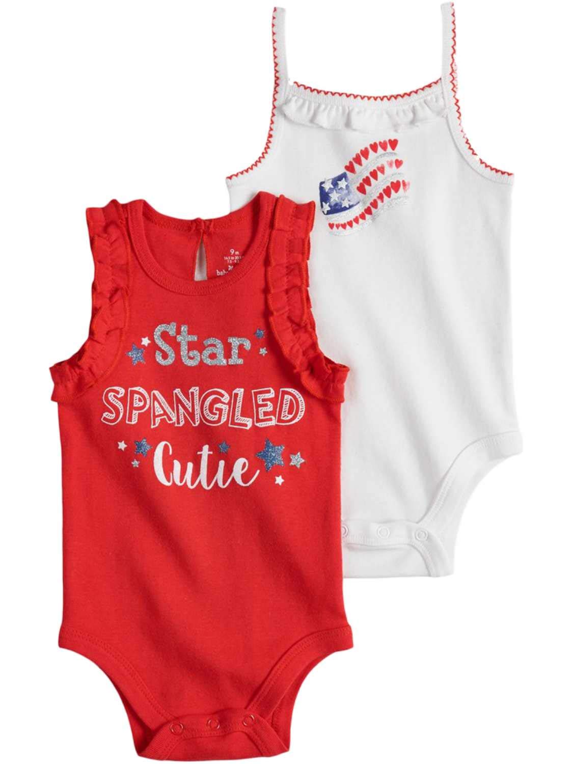Infant Girls Patriotic Bodysuit Set - 2PC Star Spangled Outfit for 6m Baby | Perfect for 4th of July